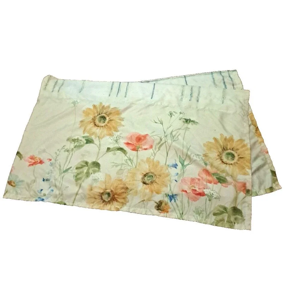 Yellow Sunflower Curtain Valance Wildflowers Floral Boho Country Cottage 19x60